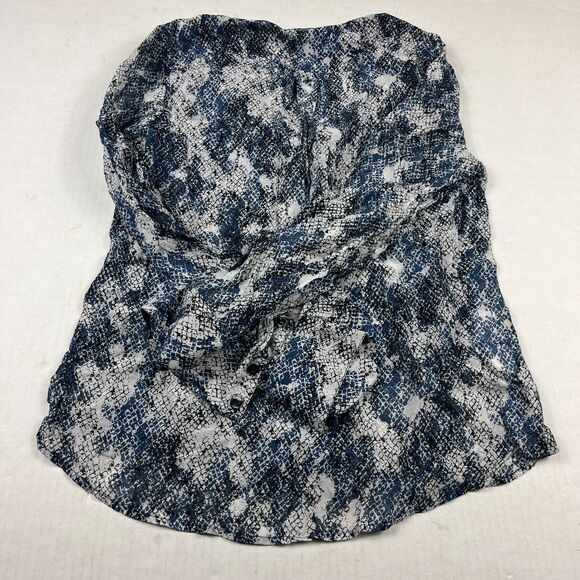 BCBGMAXAZRIA Womens Silk Blend Snakeskin Blouse Button Front Shirt M Long Sleeve - Picture 11 of 12